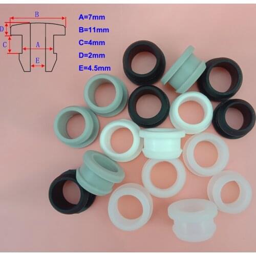 5-100pcs 7mm Silicone Rubber Hole Caps Through Hole ID 4.5mm Plug Cover Snap-on Gasket Grommet Wire Cable Protect Seal Stopper