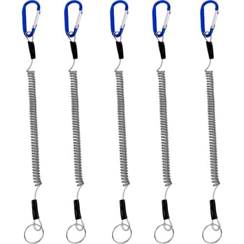 5pcs Pack Fishing Lanyards Boating Fishing Ropes Secure Pliers Lip Grips Camping Carabiner Secure Lock Fish Tools Accessories
