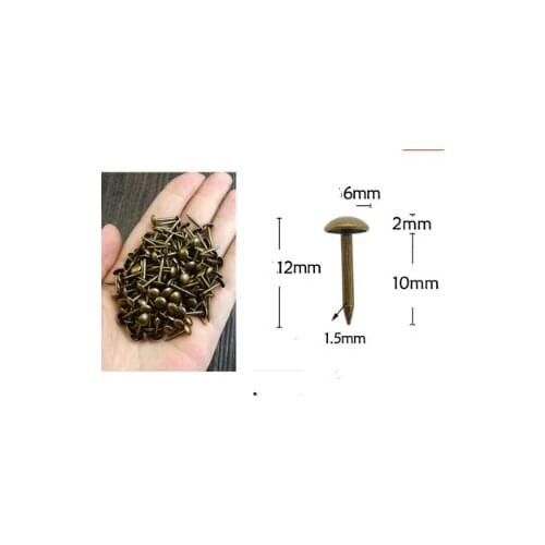 6*12mm Thickened foam sofa nail antique copper big head nail soft bag antique drawing door nail round head decoration