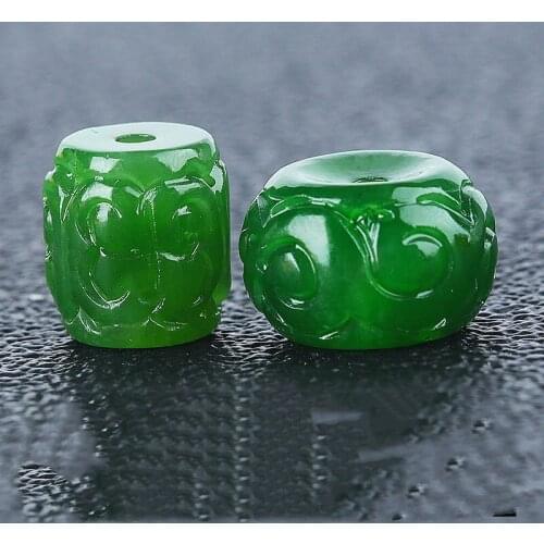 One piece LOOSE BEADS Green Jasper carved pillar full hole wholesale for DIY jewelry necklace