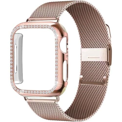 Case+Strap for Apple Watch band 44mm 40mm iWatch 42mm 38mm Stainless steel Magnetic Loop bracelet apple watch serie 5 4 3 6 SE