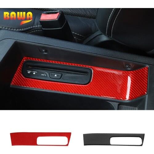 BAWA Car CD Switch Panel Decoration Cover Carbon Fiber Protection Strip Stickers For Dodge RAM 2010-2015 Interior Parts
