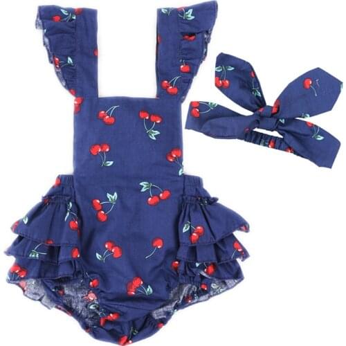 Infant Baby Girls Clothes Romper Jumpsuit Outfits with Headband Newborn Baby Ruffle Romper Girls Clothing Photo Props