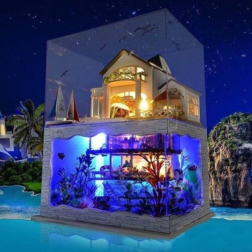 DIY Doll House Toy 3D Wooden Doll Houses Miniature Dollhouse Toys with Furniture LED Lights for Children Birthday Gift