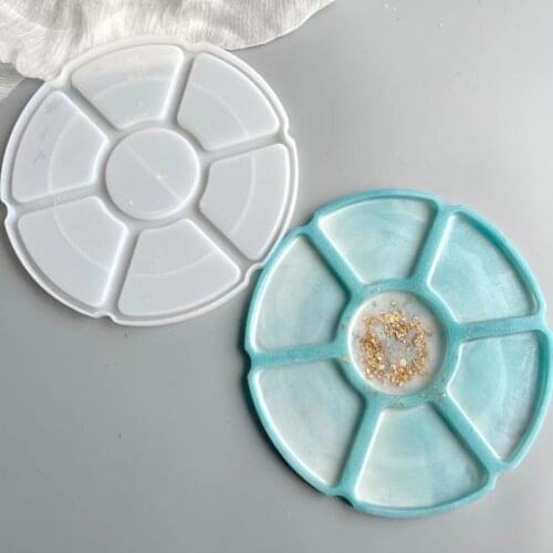 6 grid round silicone mold resin coaster mold epoxy resin tray craft home decoration hand tools kitchen accessories