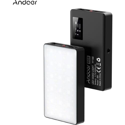 YY100 Pocket RGB LED Video Light 2500K-8500K Dimmable Photography Fill Light CRI95+ with Cold Shoe Mount for Vlog Live Streaming