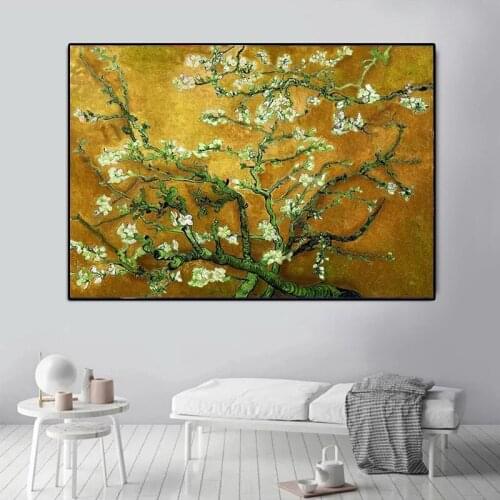 Famous Vincent Van Dogh Almond Blossom Canvas Painting Abstract Posters and Prints Wall Art Pictures for Living Room Home Decor