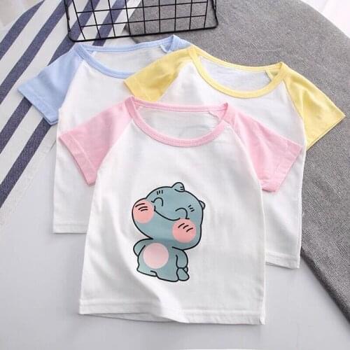 Summer New Toddler Kids T Shirt Cartoon Print Baby Boys Girls Short Sleeves Tops Tee Cotton Casual Childrens Clothing