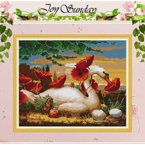 Swans Among The Flower Patterns Counted 11CT 14CT Cross Stitch Set DIY Chinese Cross-stitch Kit Embroidery Needlework Home Decor