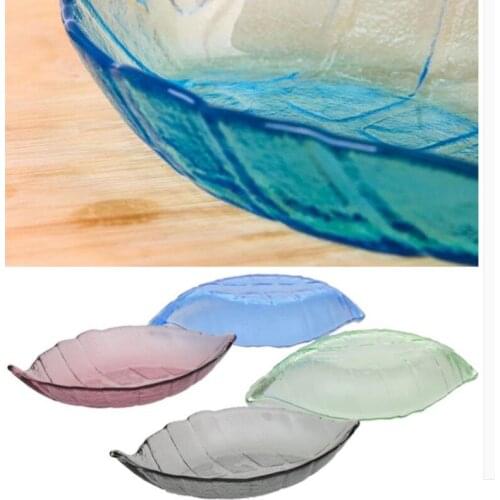 New 2 Pcs Glass Soy Sauce Dish Multipurpose Leaf-Shape Small Seasoning Saucers Appetizer Plates for Salad Soy Sauce