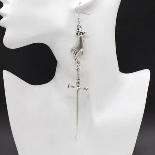 2020 New Tarot Sword Earrings Big Hand Statement Gothic Medieval Witch Mysterious New Retro Fashion Womens Gift