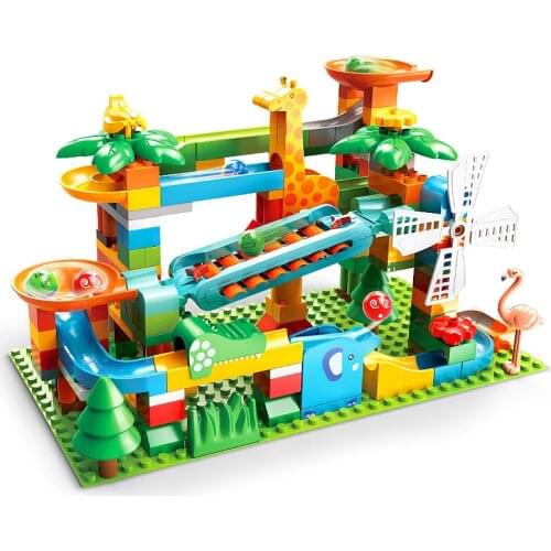2020 New Piano Slide Marble Maze Run Rolling Ball Building Blocks Set Windmill Toy Parts Compatible
