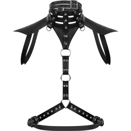 Novelty Mens Faux Leather Halter Neck Body Chest Harness Straps Belt Fancy Costumes Bondage for Exotic Night Clubwear Party Show