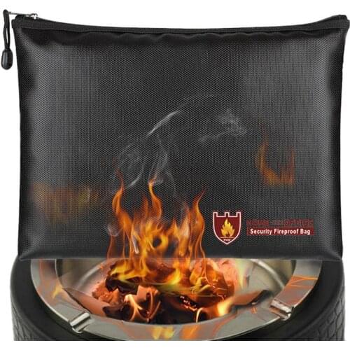 Office File Bag Fireproof Waterproof Aluminum Foil Fiberglass Cloth Material Anti-corrosion Zipper Financial Bill Fireproof Bag