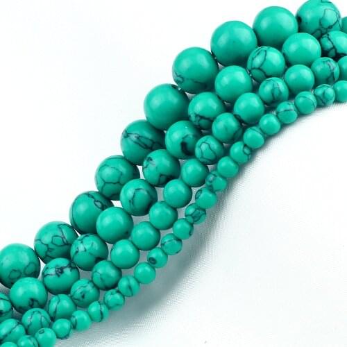 Wholesale Natural Green Turquoises Stone Beads Round Loose Bead For Jewelry Making 4 6 8 10 mm DIY Charm Fashion Bracelet Bangle