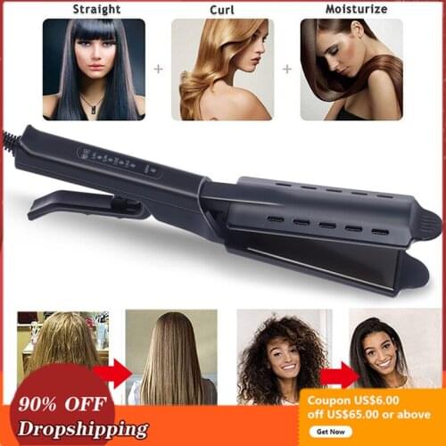 Steam Hair Straightener Ceramic Tourmaline Ionic Flat Iron Professional Straightening Curling Adjustable Salon Styling Tools