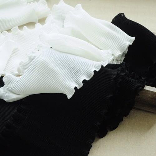 15CM Wide White Black Soft Chiffon Pleated Lace Ribbon Elastic Ruffle Trim Dress Clothing Neckline Cuffs Patchwork Sewing Decor