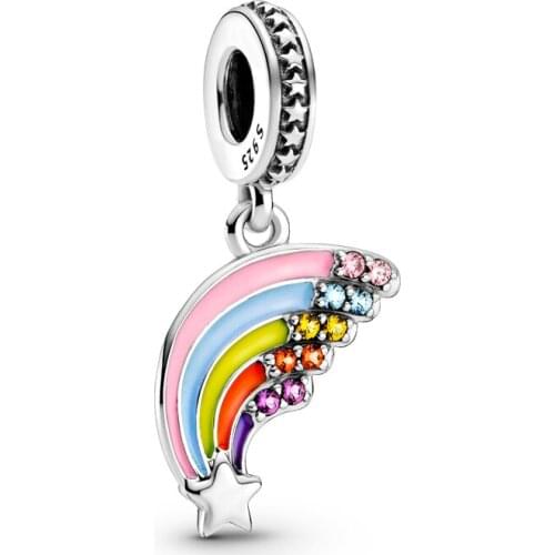 Fits Pandora Bracelet Colourful Rainbow Dangle Beads for Jewelry Making Original 925 Sterling Silver DIY Charms Kralen 2021 New