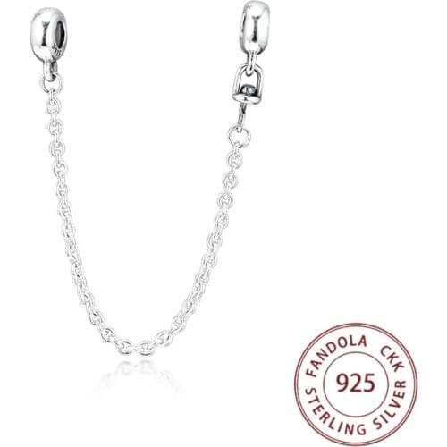Fits Original Me Bracelet Argent 925 Sterling Silver My Safety Chain Charms Small Hole Beads for Jewelry Making Wholesale
