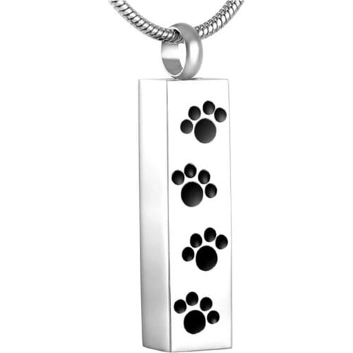 Pet Urn Pendants For Ashes Stainless Steel Paw Print Keepsake Cremation Jewelry Necklace For Dog Cat