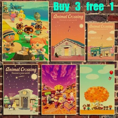 Hot Game Animals Through Retro Kraft Paper Poster Bar Office Coffee Shop Home Art Wall Stickers