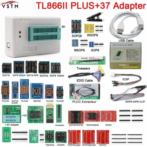 Newest V10.7 TL866II Plus Universal Original minipro programmer TL866 nand flash AVR PIC Bios USB Programmer 31pcs/ 37pcs adapte