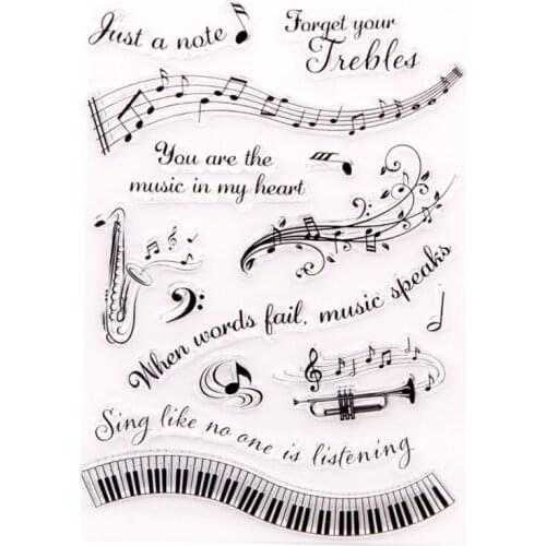 Musical Notes Transparent Clear Silicone Stamp Seal DIY Scrapbook Rubber Stamping Coloring Embossing Diary Decoration Reusable