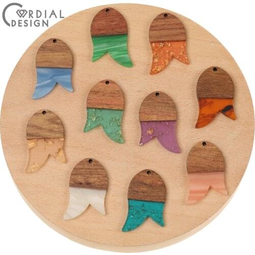 Cordial Design 50Pcs 22*37MM Earrings Accessories/Charms/Hand Made/Natural Wood & Resin/Pendants/Jewelry Findings & Components