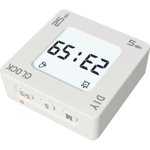 DIY Time Management Pomodoro Timer Creative Square Alarm Clock Vibration Flashing Backlight Timer Reminder for Students