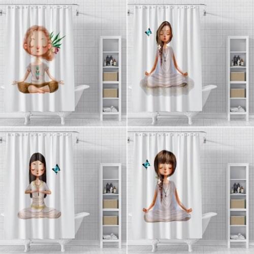 Cartoon Girls Pattern Shower Curtain Bathroom Waterproof Polyester Bath Curtain 3D Printing Curtains for Bathroom