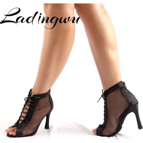 Ladingwu New Latin Dance Boots Ladies Salsa Short Tube Dance Shoes Boots Comfortable Soft-soled Indoor Sports Dance Shoes