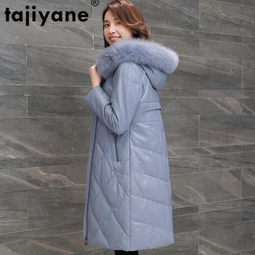 Fox Fur Collar Real Genuine Leather Jacket Autumn Winter Coat Women Clothes 2020 Sheepskin Down Coat Korean Vintage Tops ZT3716