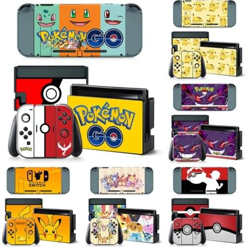 1set Anime Pokemon Pikachu Nintend Switch Console Skin Sticker NS Switch Decorative WaterProof Shell Case Cute Cartoon Sticker
