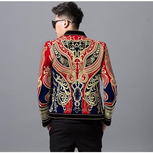 100%real luxury men medieval golden beading embroidery vintage U.K wind event/short tuxedo jacket/stage performance/ASIA SIZE