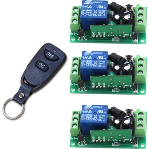 2017 New Black Color DC 9V 12V 24V Relay 1CH Wireless RF Remote Control Switch 2Key Transmitter +3pcs Receiver 315/433MHZ