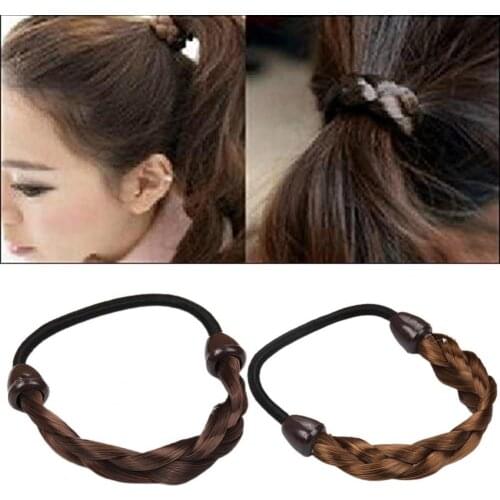 2021 Elastic Hair Braided Headband Ponytail Holder Hair Ties Hair Bands Hairpiece Rope Hair Ring Hair Accessories For Women Girl