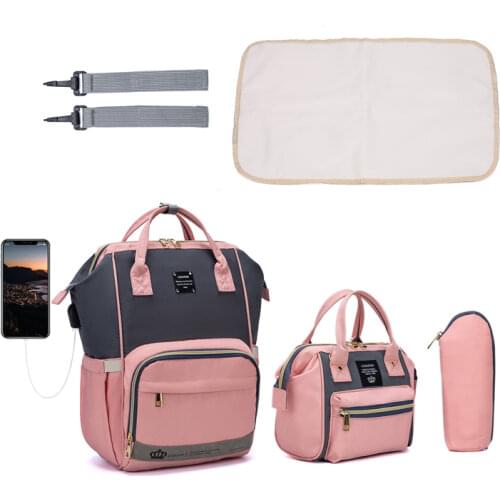 3pcs Mommy Multifunctional Portable Diaper Mommy Bag Folding Baby Travel Large Backpack Baby Bed Diaper Changing pad