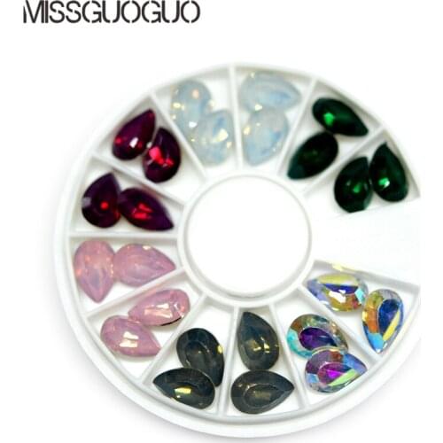 6 colors AB Water drops Rhinestones Nail Art Rhinestones Glitter Decoration 3D DIY nail art tools