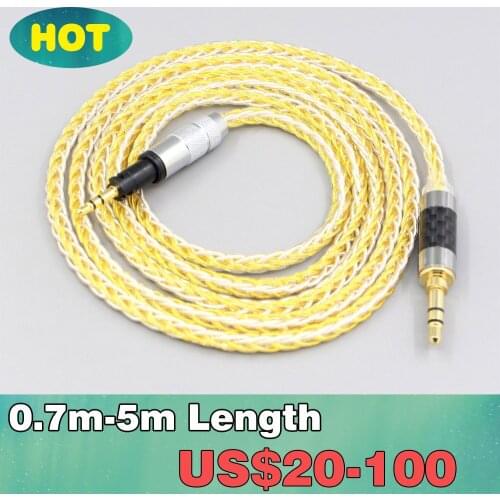 8 Core Silver Gold Plated Braided Earphone Cable For Sennheiser Momentum 1.0 2.0 On-Ear Headphones LN007276