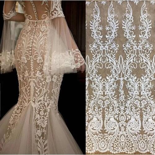 African lace fabric mesh embroidery lace DIY for wedding dress