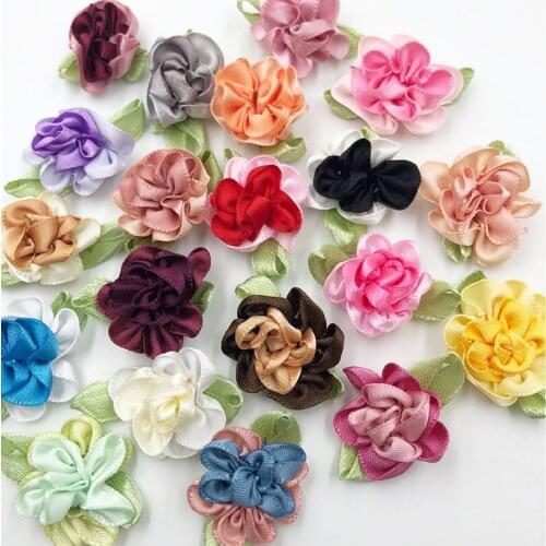 40 pcs 2tone Satin Ribbon Flowers Bows Appliques Craft Wedding U pick A47