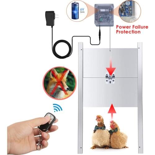 110V-220V Timing Automatic Chicken Coop Door Power Failure Protection Electric Poultry Door Opener Kit with Remote Control Timer