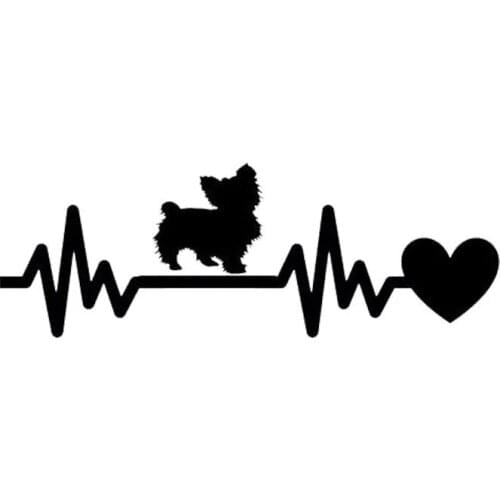 19*6.7CM Yorkie Dog Heartbeat Car Stickers Waterproof Vinyl Decal Car Styling Truck Decoration
