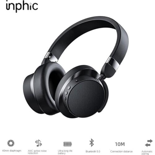 Inphic B6 Wireless Bluetooth Headset with microphone Active Noise Reduction Stereo Headphone Wired available 20H Playtime