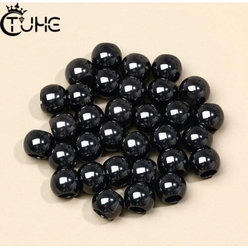 7pcs/Set Real Ceramic Beads Round Black White Pink Bulk Loose Ceramic Beads For Jewelry Making Handmade DIY Bracelet Necklace