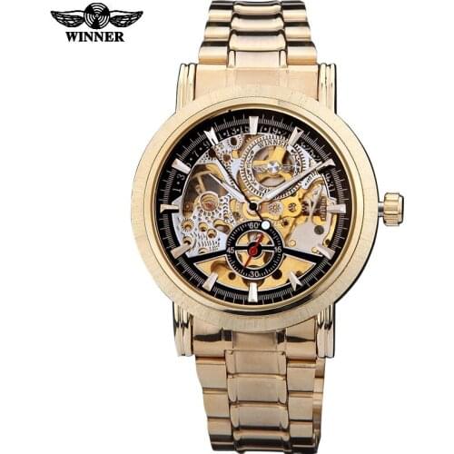 Watches men winner hot brand sports military skeleton wristwatches automatical mechanical watch steel strap relogio masculino