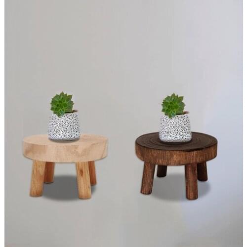 Wooden Plant Stand Flower Pot Base Holder Stool Indoor Outdoor Garden Succulent Flower Display Plant Stand Shelf