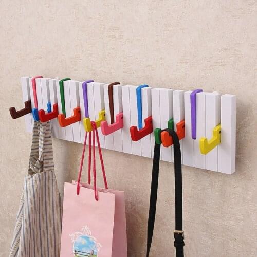 Piano Wooden Coat Racks Housekeeper on Wall Key Holder Mounted Coat Hook Hanger Wall Decoration Hat Storage Rack Wood Shelf