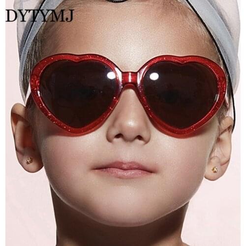 DYTYMJ Glitter Heart-shaped Children Sunglasses 2021 New Girl Boy Sunglasses Baby Child Personality UV Protection Shades Glasses
