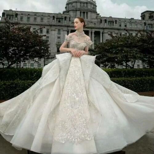 Dubai Bride Wedding Gown Appliques Major Robe De Mairee Bridal Gown Ball Gown Abendkleider Bridal Dress Vestido De Noiva